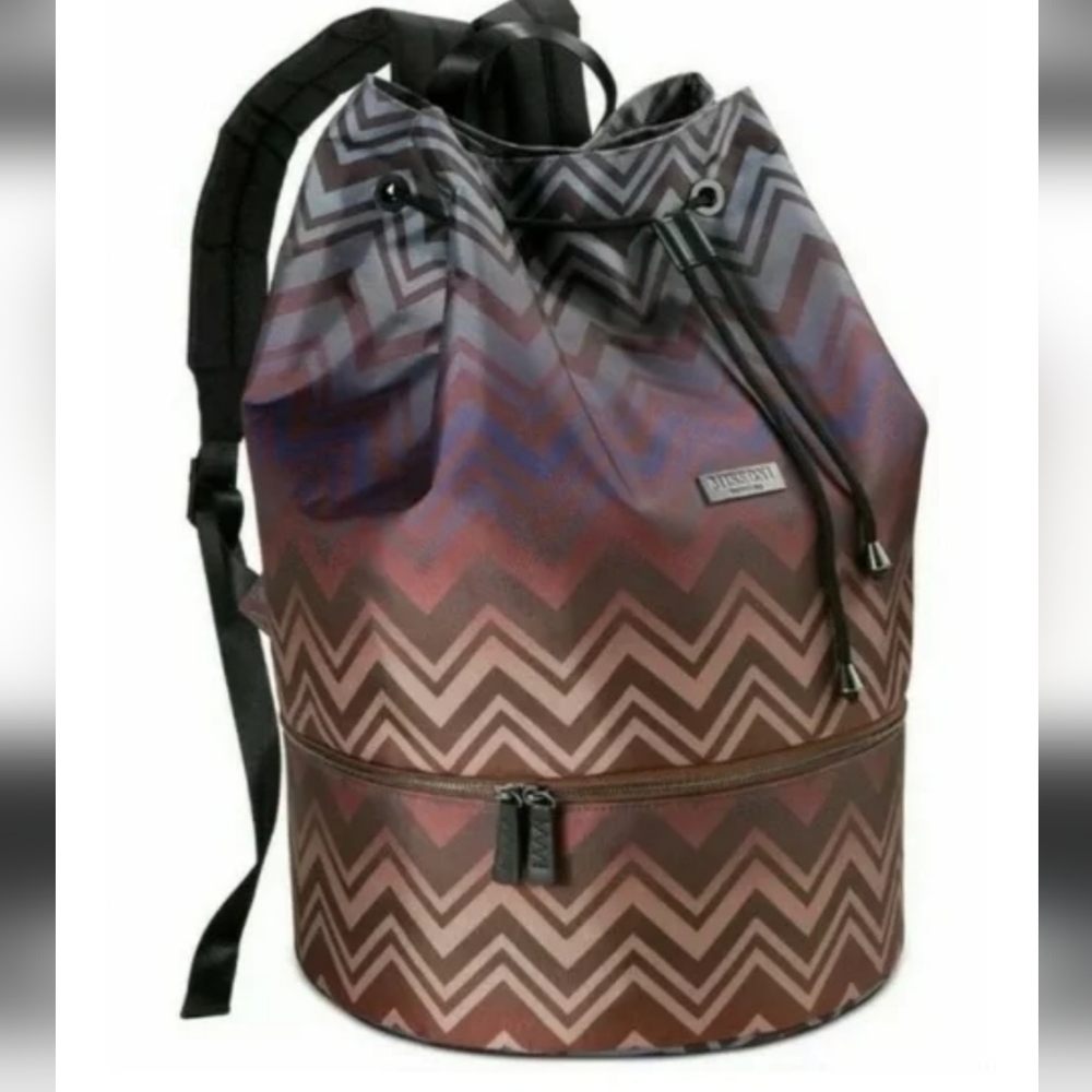 NWT Missoni Multicolor Zigzag Backpack Luggage Gy… - image 2